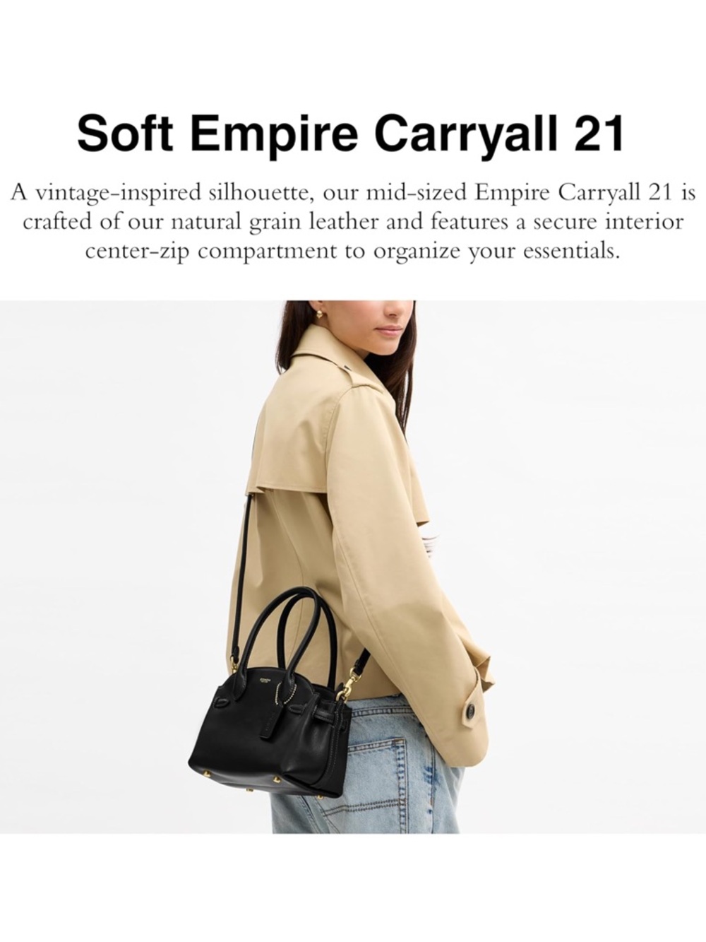 Coach Black Pebble Leather Soft Empire Carryall 21 - New - Picture 3 of 12